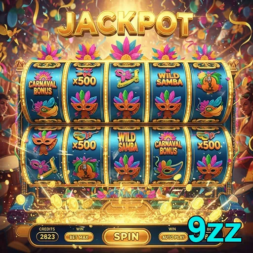 Imagem do bônus de Carnaval do 9zz destacando o jackpot e a diversão da festa.